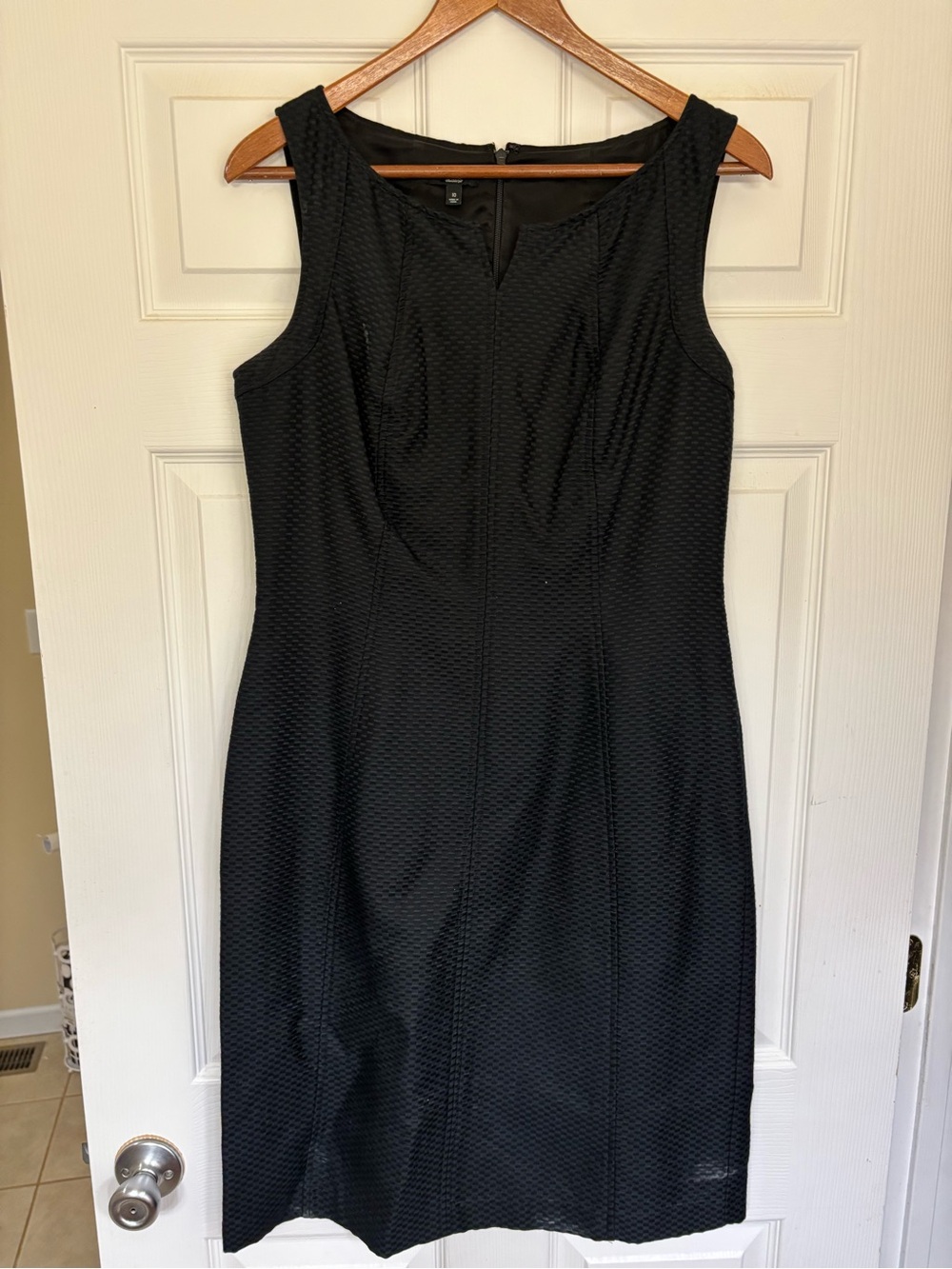 Talbots Black Textured Sleeveless Midi Dress